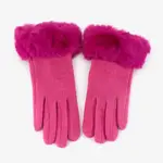 Pretty Persuasions Faux Fur Trim Bel Air Gloves in Fuchsia