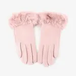 Pretty Persuasions Faux Fur Trim Bel Air Glove in Pale Pink