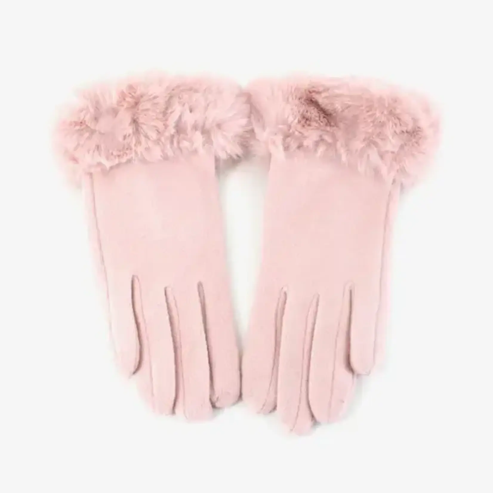 Pretty Persuasions Faux Fur Trim Bel Air Glove in Pale Pink