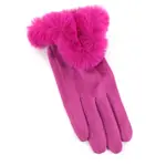 Pretty Persuasions Faux Fur Trim Velvet Like Gloves in Fuchsia