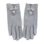 Pretty Persuasions Chinese Knot Frog Button Trim Gloves In Grey