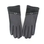 Pretty Persuasions Velvet Trim Faux Leather Text Gloves In Grey