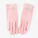 Pretty Persuasions Sherpa Trim Texting Gloves in Pale Pink