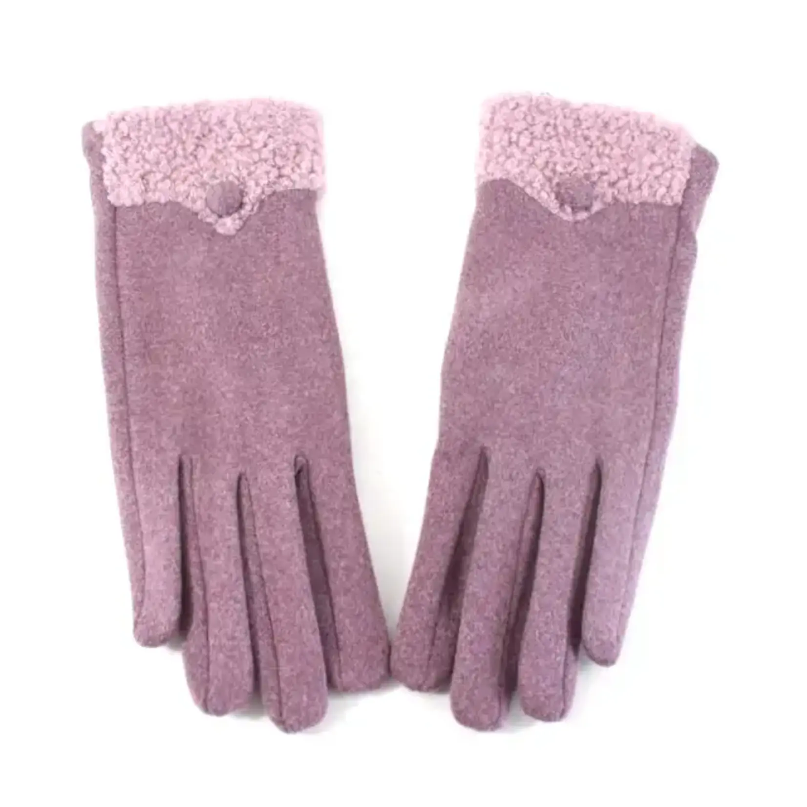 Pretty Persuasions Sherpa Trim Texting Gloves in Lavender