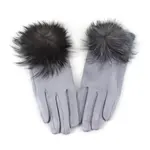 Pretty Persuasions Faux Fur Pom Pom Gloves in Lt Grey