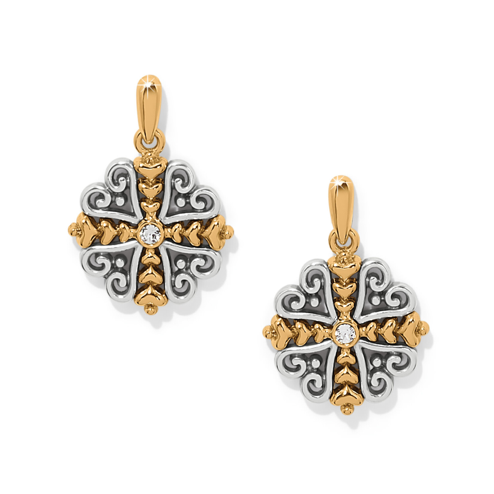 Brighton Alcazar Heart Two Tone Post Drop Earrings