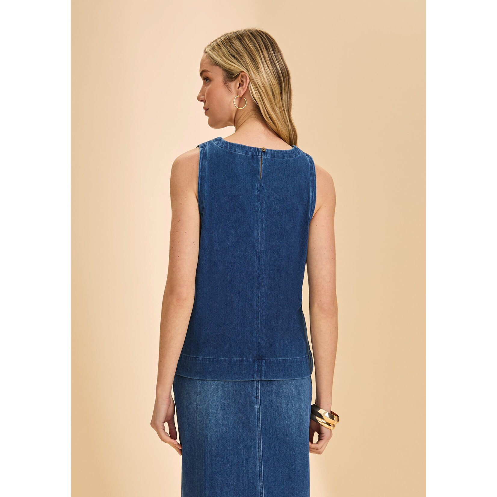 FDJ Sleeveless Top in Blue Denim