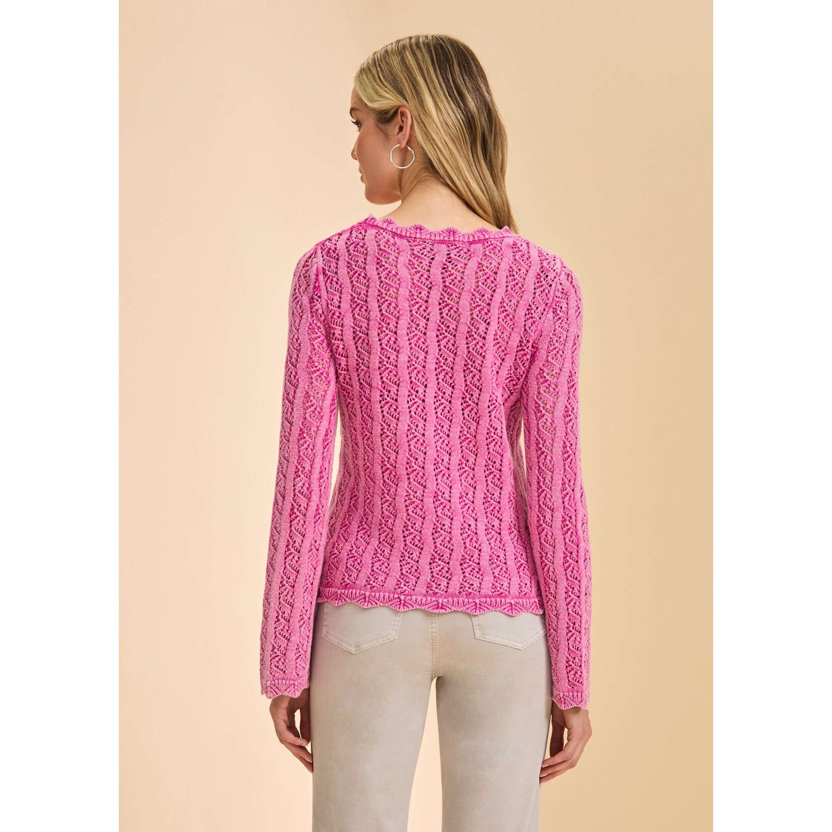 FDJ Long Slv Garment Dye Sweater in Fuchsia