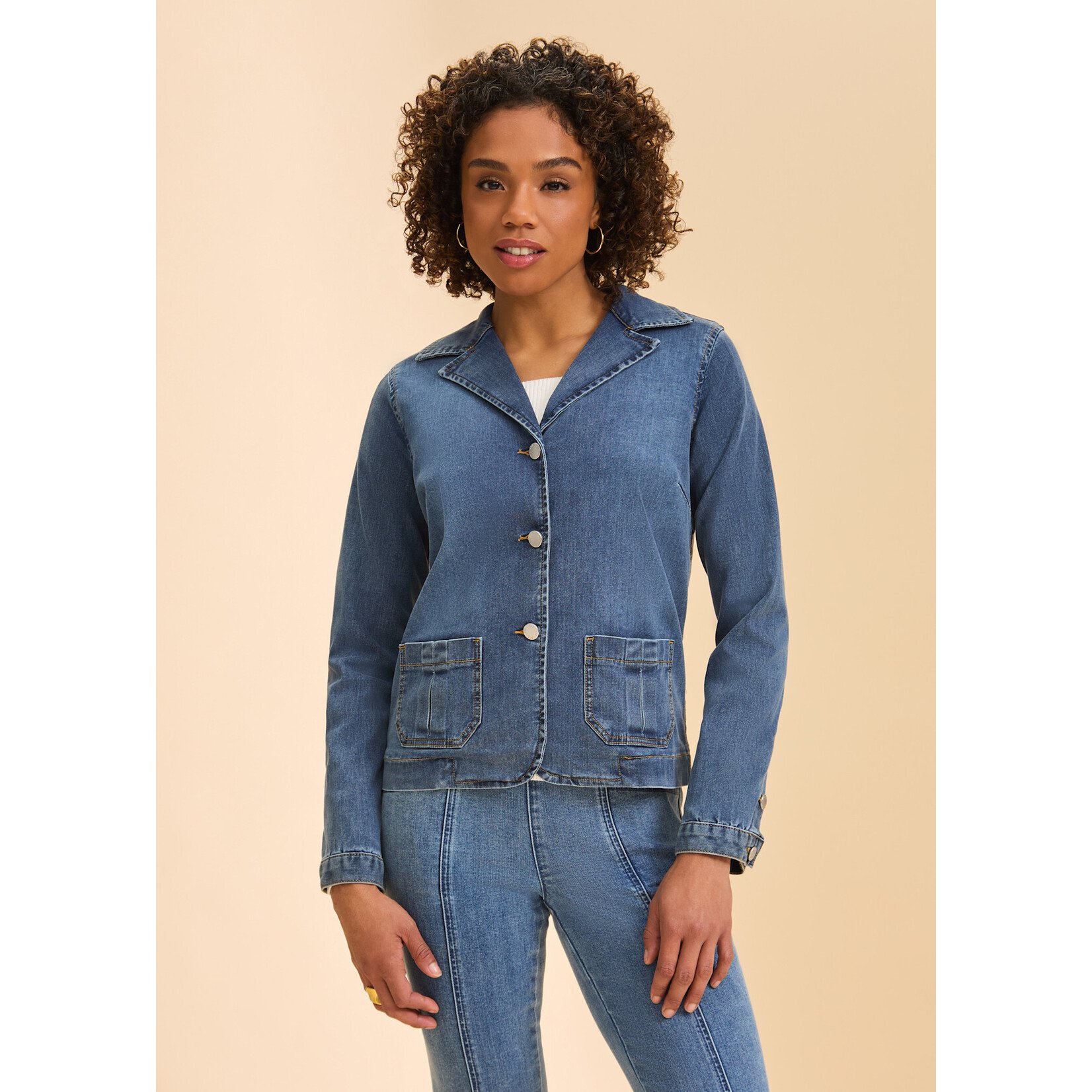 FDJ Denim Blazer Jacket in Medium Wash