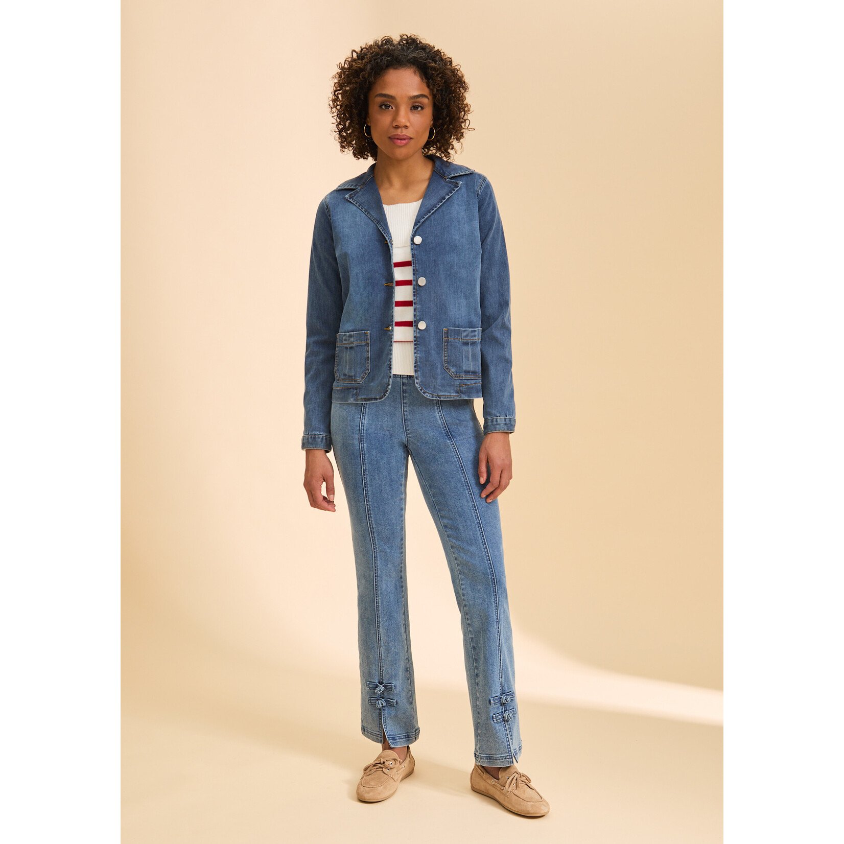 FDJ Denim Blazer Jacket in Medium Wash