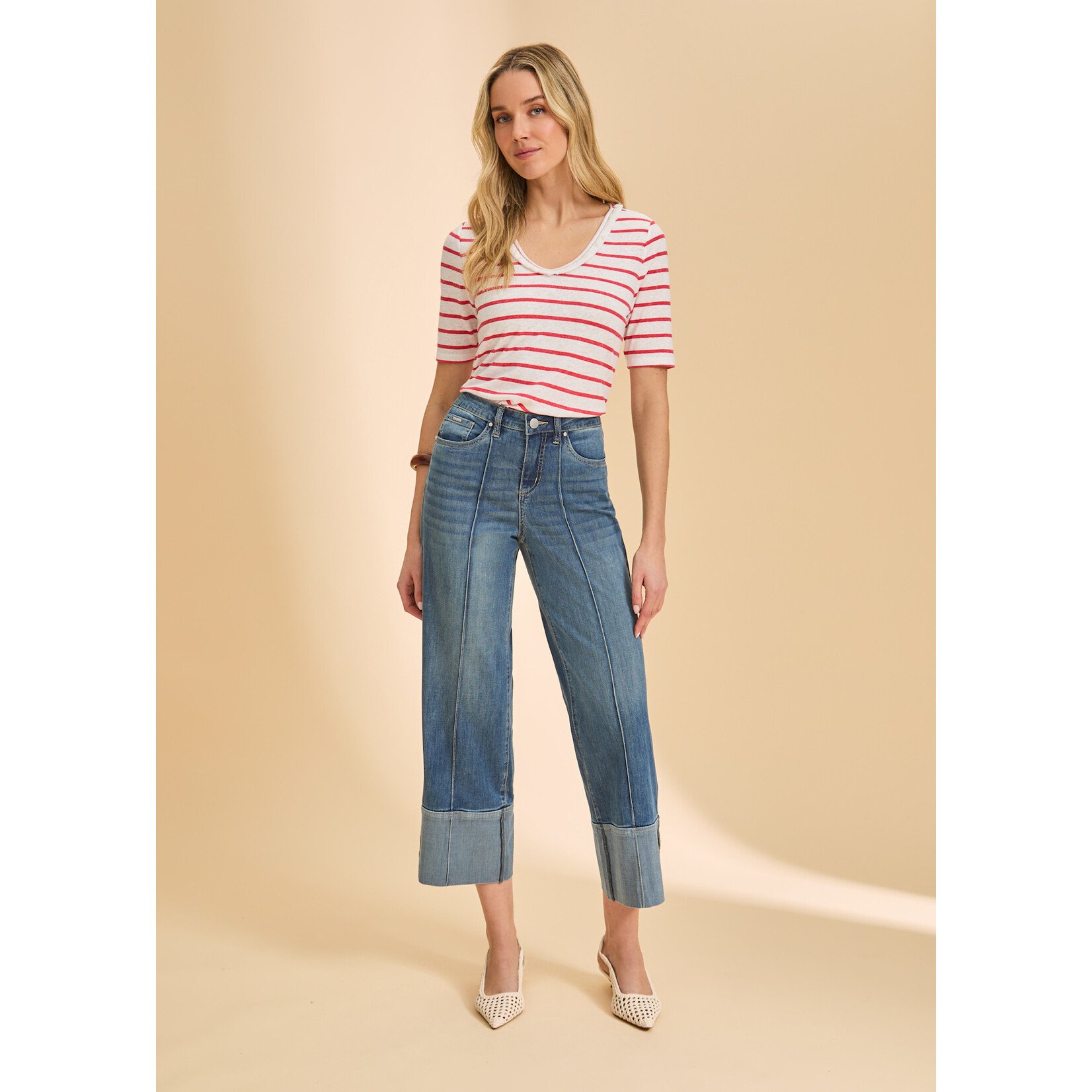 FDJ Olivia Wide Cuffed Ankle in Medium Wash