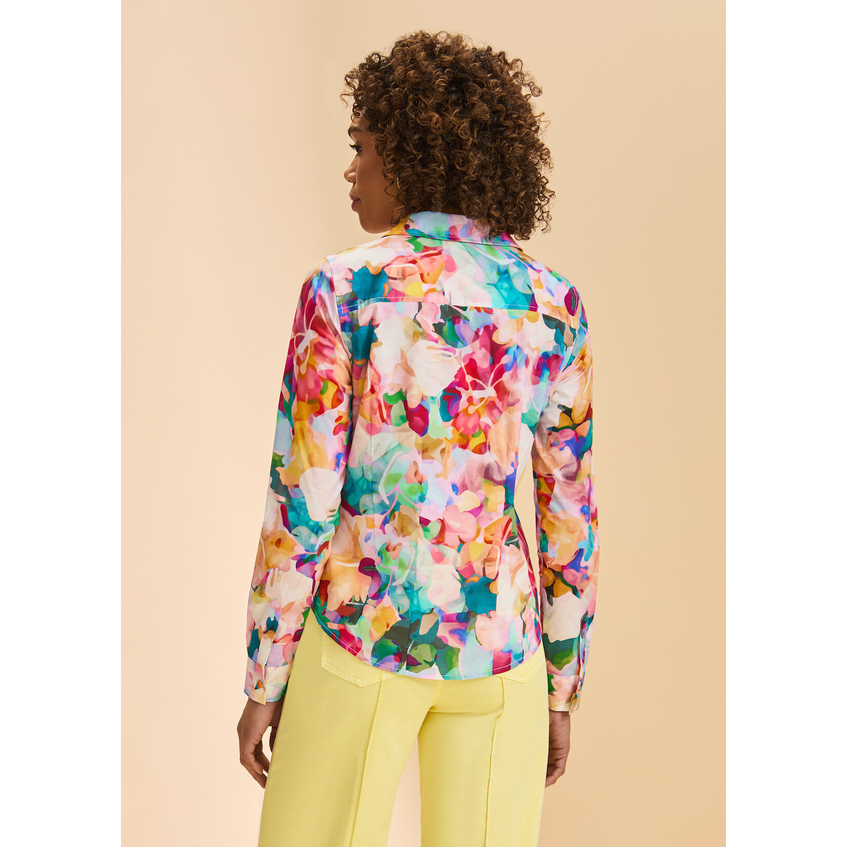 FDJ Long Slv Split Neck Shirt in Stephanie