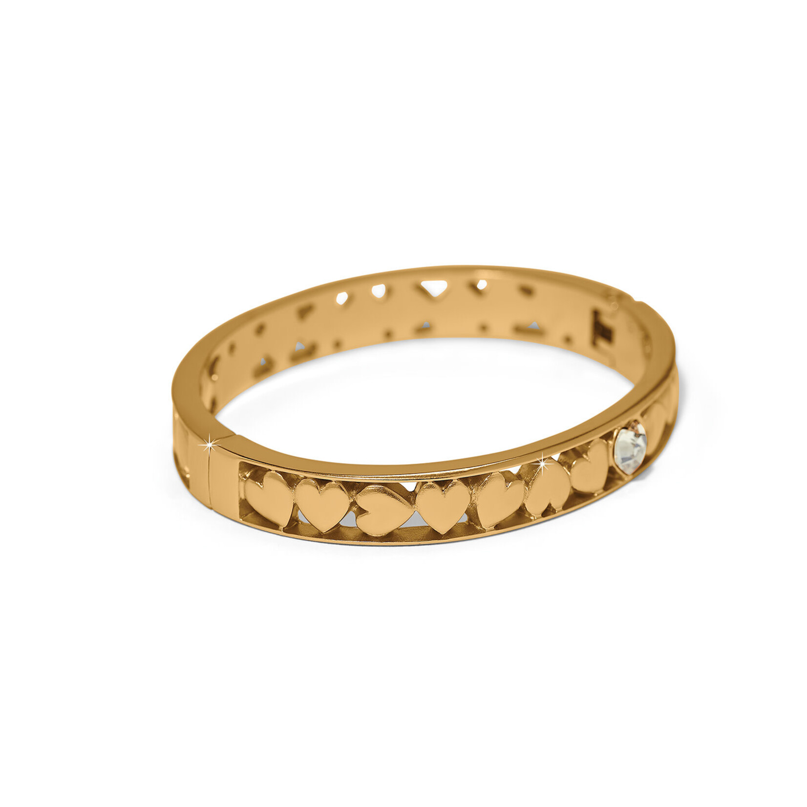 Brighton Mystery Of Love Gold Heart Hinged Bangle