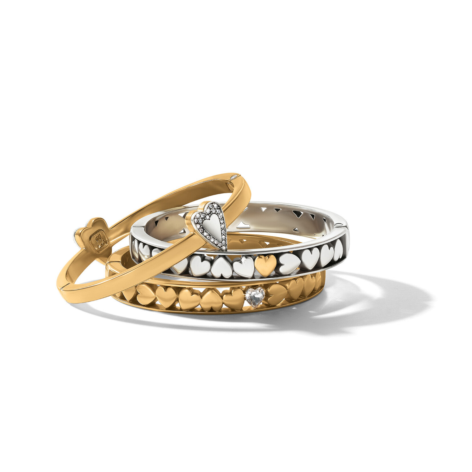 Brighton Mystery Of Love Gold Heart Hinged Bangle