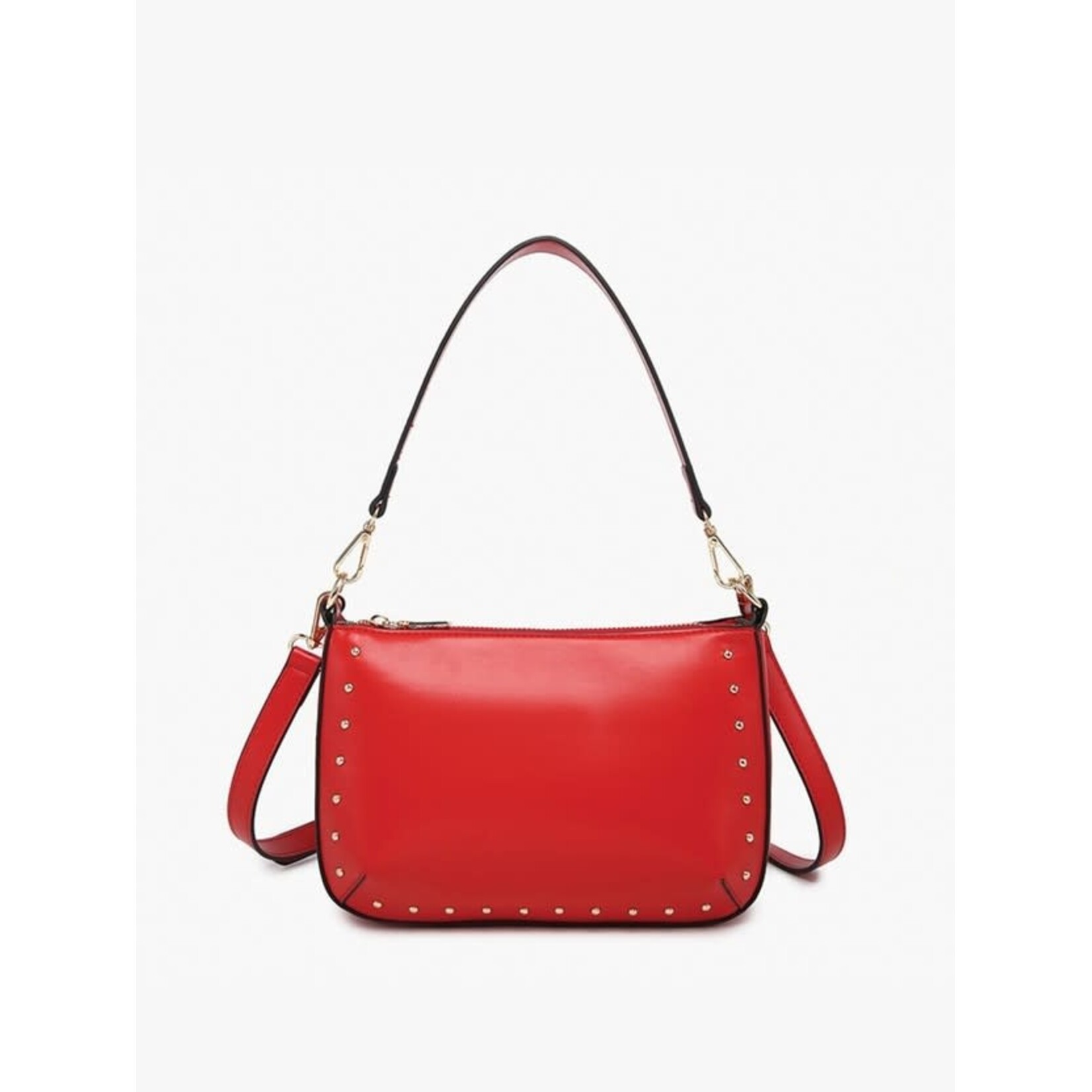 Jen & Co Carmen Studded Crossbody w/ Shoulder Strap in Cherry Red