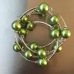 Sea Lily Lime Green Shell Pearl Wrap Bracelet