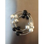 Sea Lily Black and White Shell Pearl Wrap Bracelet