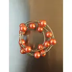 Sea Lily Orange Shell Pearl Wrap Bracelet