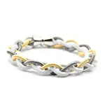 Sea Lily White, Gold & Slate Braided PW Bracelet with Magnet