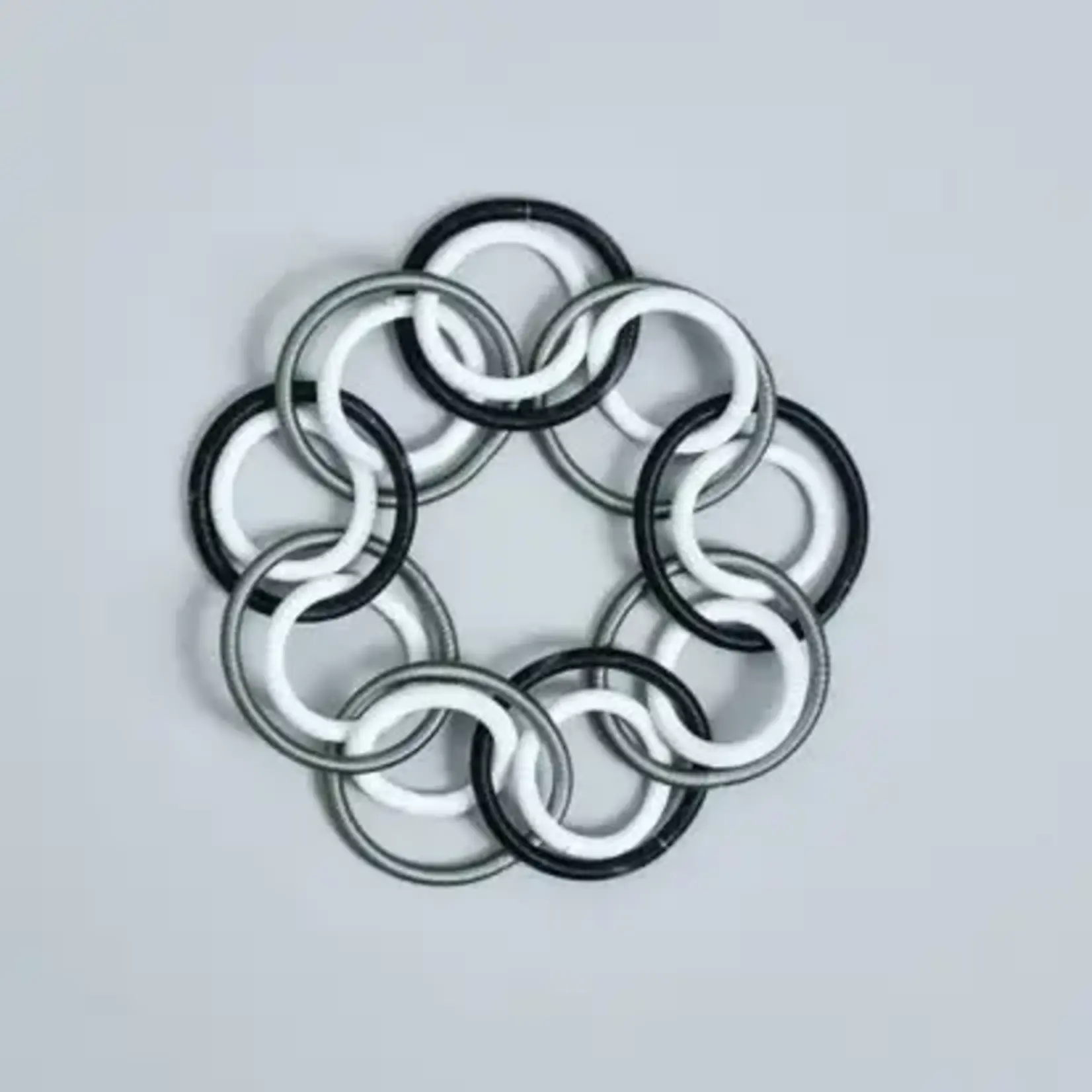 Sea Lily White, Black, & Bronze Thick Rings PW Bracelet