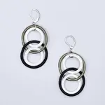 Sea Lily White, Bronze, Black Large Loop PW Earrings