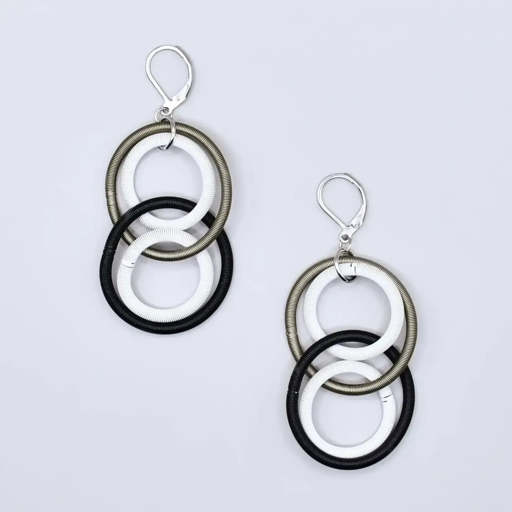 Sea Lily White, Bronze, Black Large Loop PW Earrings