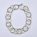 Sea Lily Bright Gold, Slate, and White Thick Rings PW Necklace