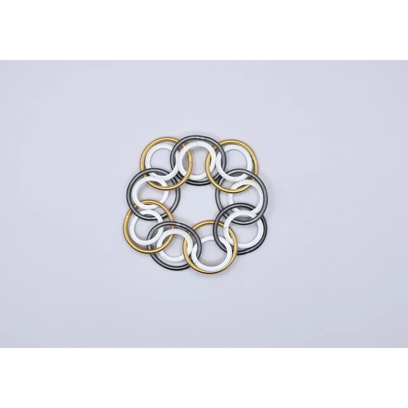 Sea Lily Bright Gold, Slate, Bright White Thick Rings PW Bracelet