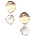 Sea Lily Matte Gold Disc Stud with Silver, Slate, Gold, White PW