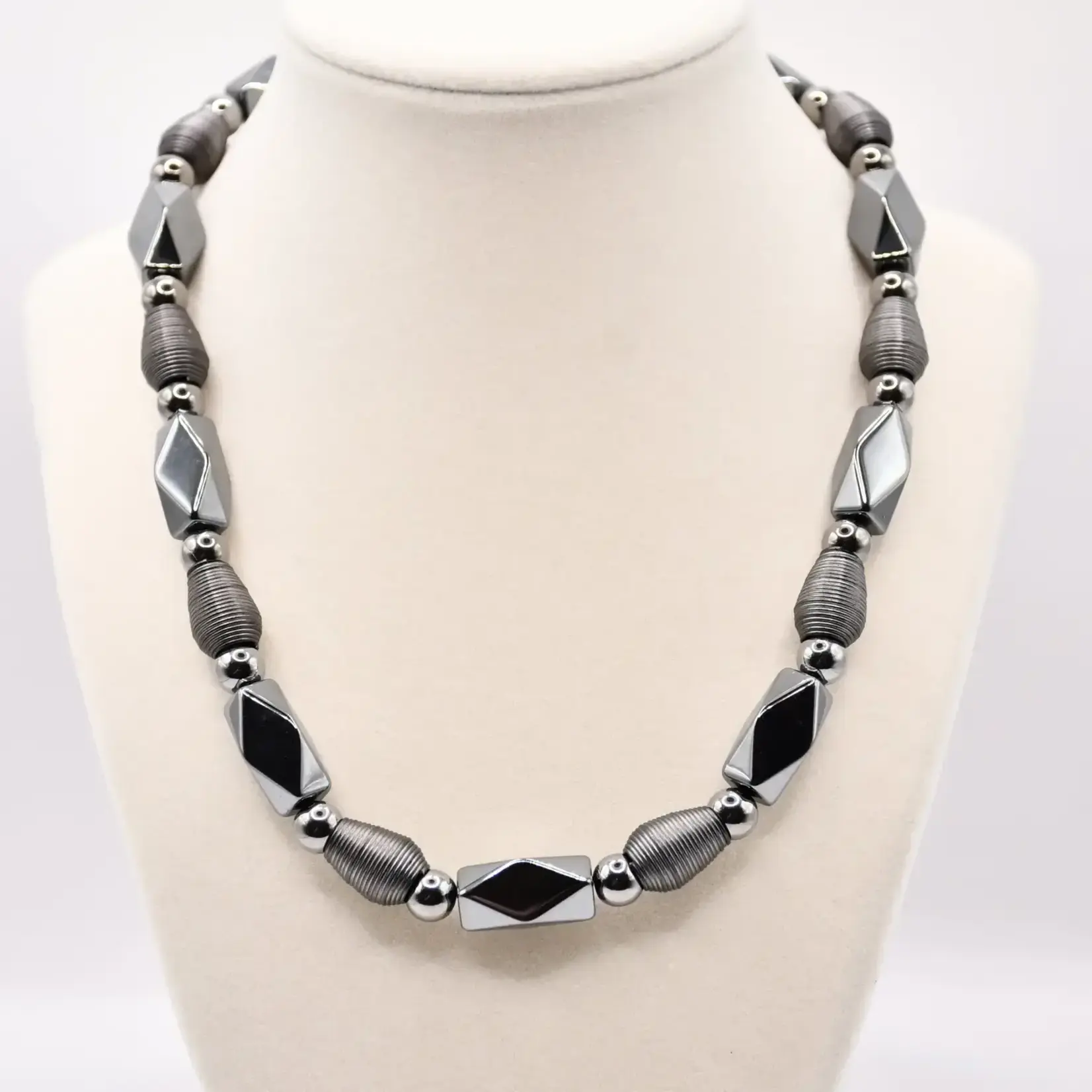 Sea Lily Slate Wire and Hematite Beads Necklace