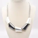 Sea Lily Silver Wire Necklace with Silver and Slate Slide