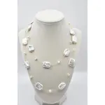 Sea Lily Gold Tone 40" Necklace with F.W. Biwa & Small Pearl