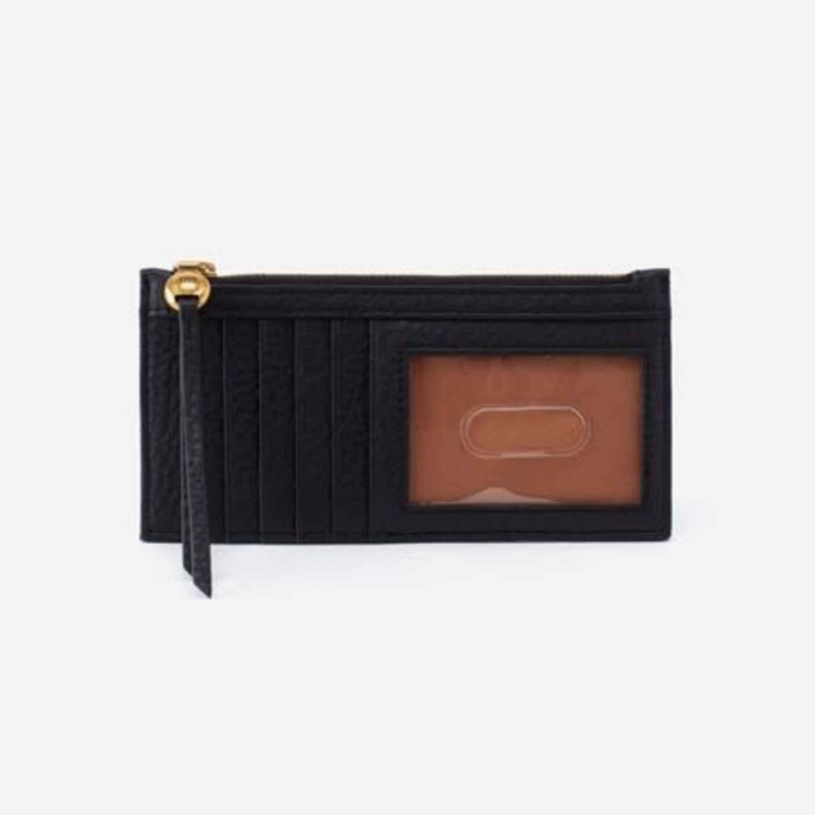 HOBO Carte Pebbled Leather Card Case in Black