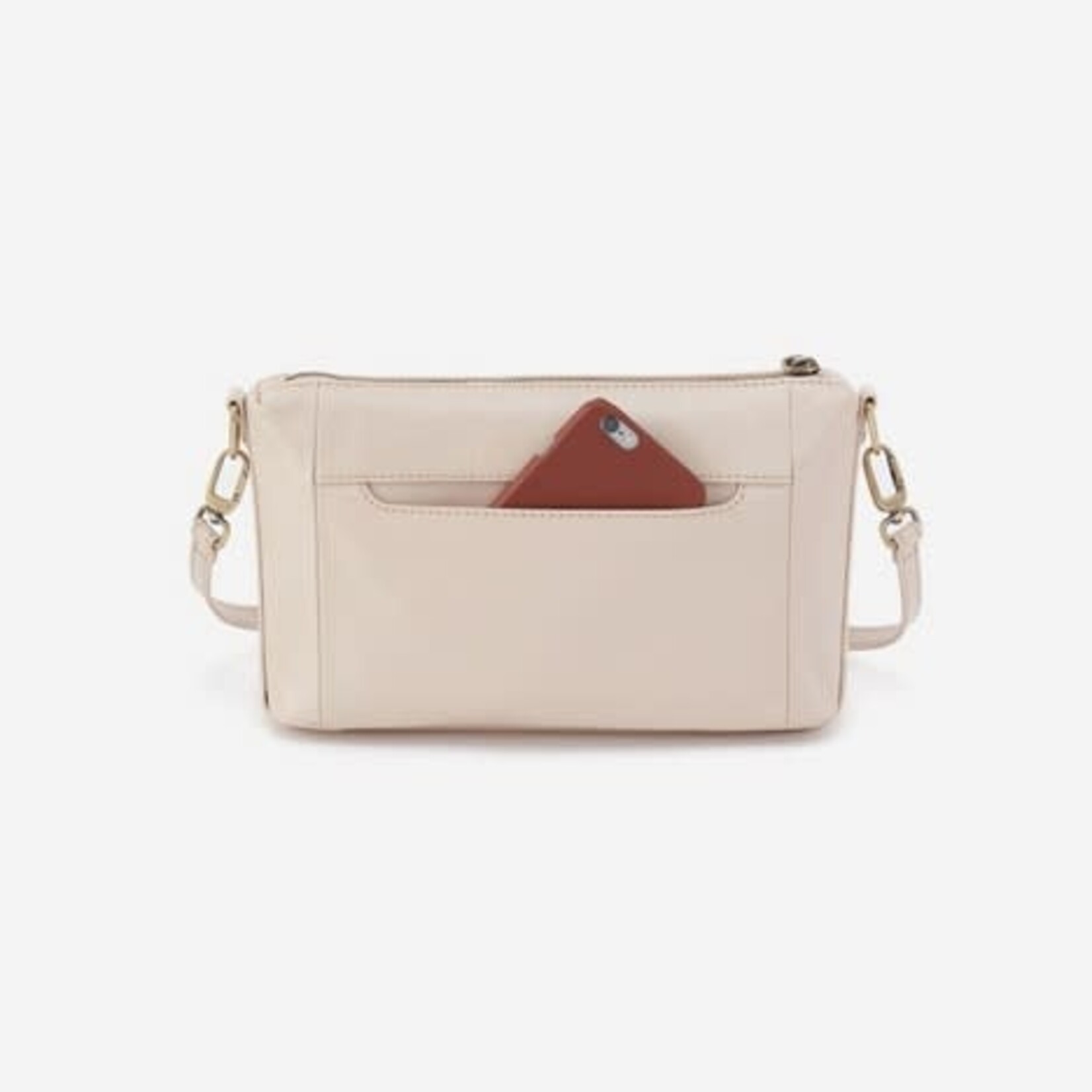 HOBO Darcy Carry-All Polished Leather Crossbody in Pale Flax