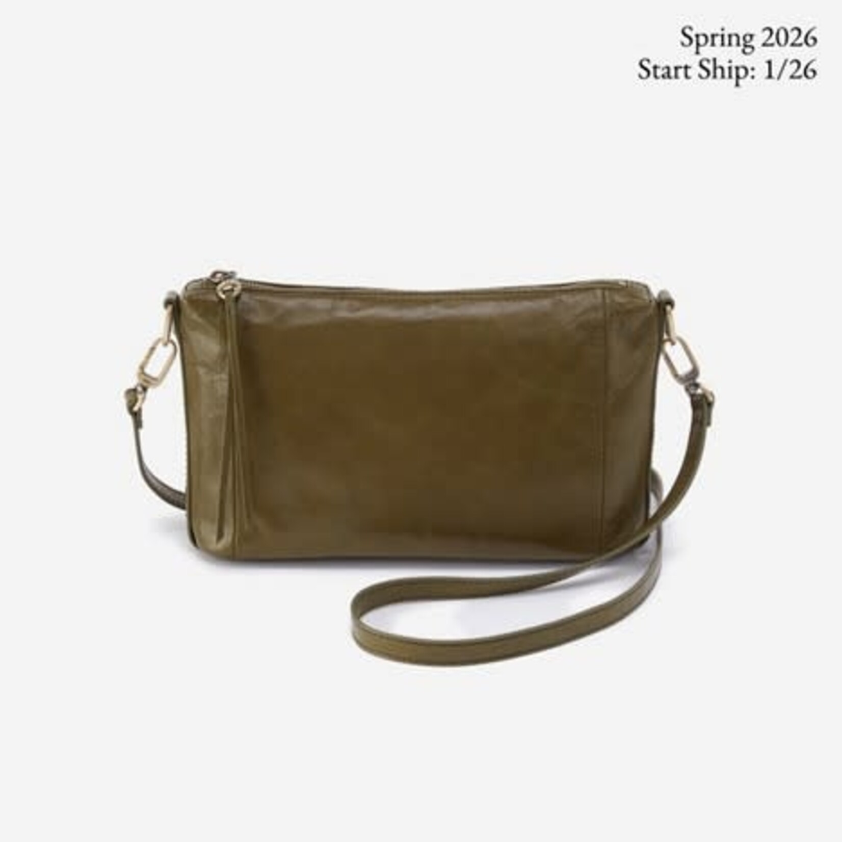 HOBO Darcy Carry-All Polished Leather Crossbody in Olive Veil