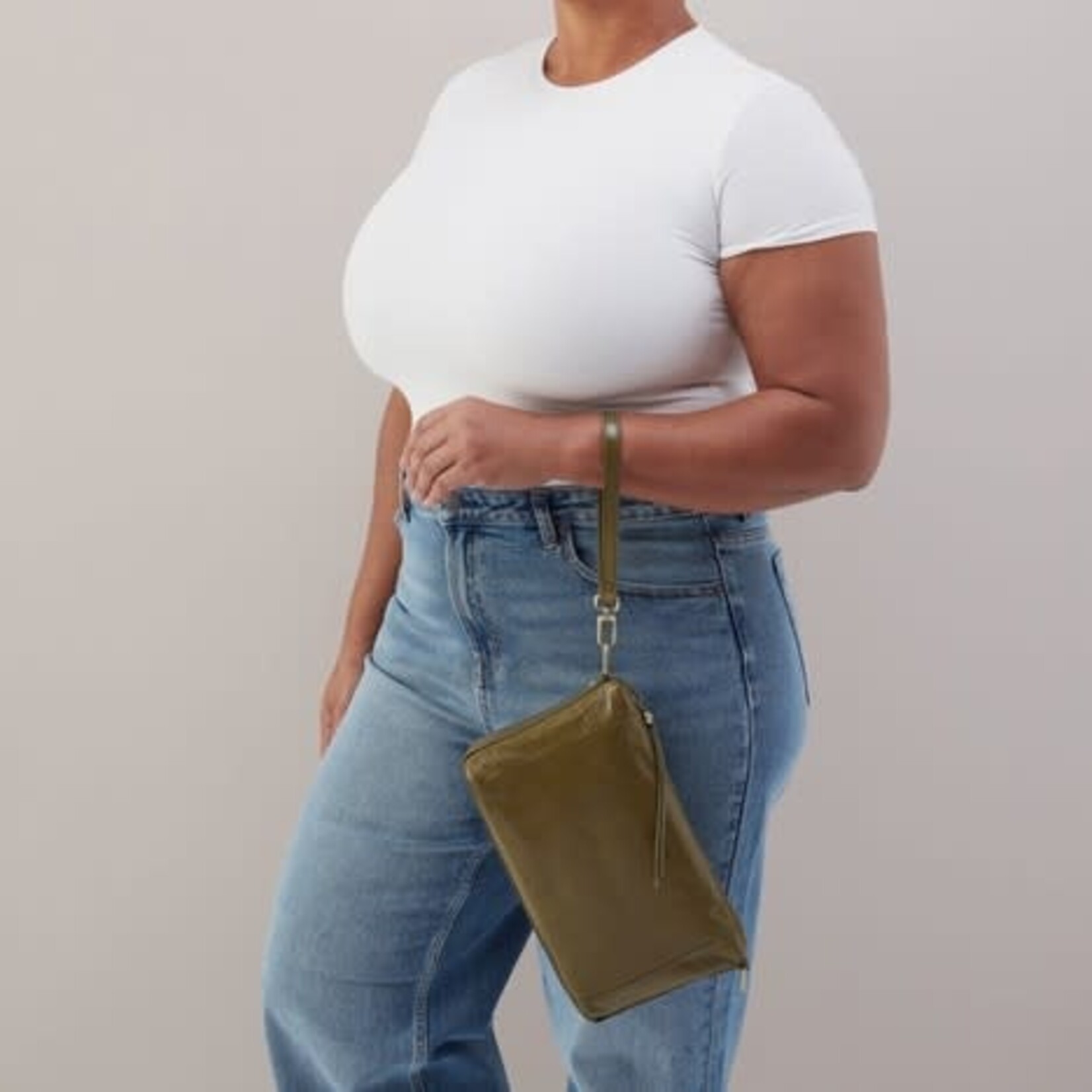 HOBO Darcy Carry-All Polished Leather Crossbody in Olive Veil