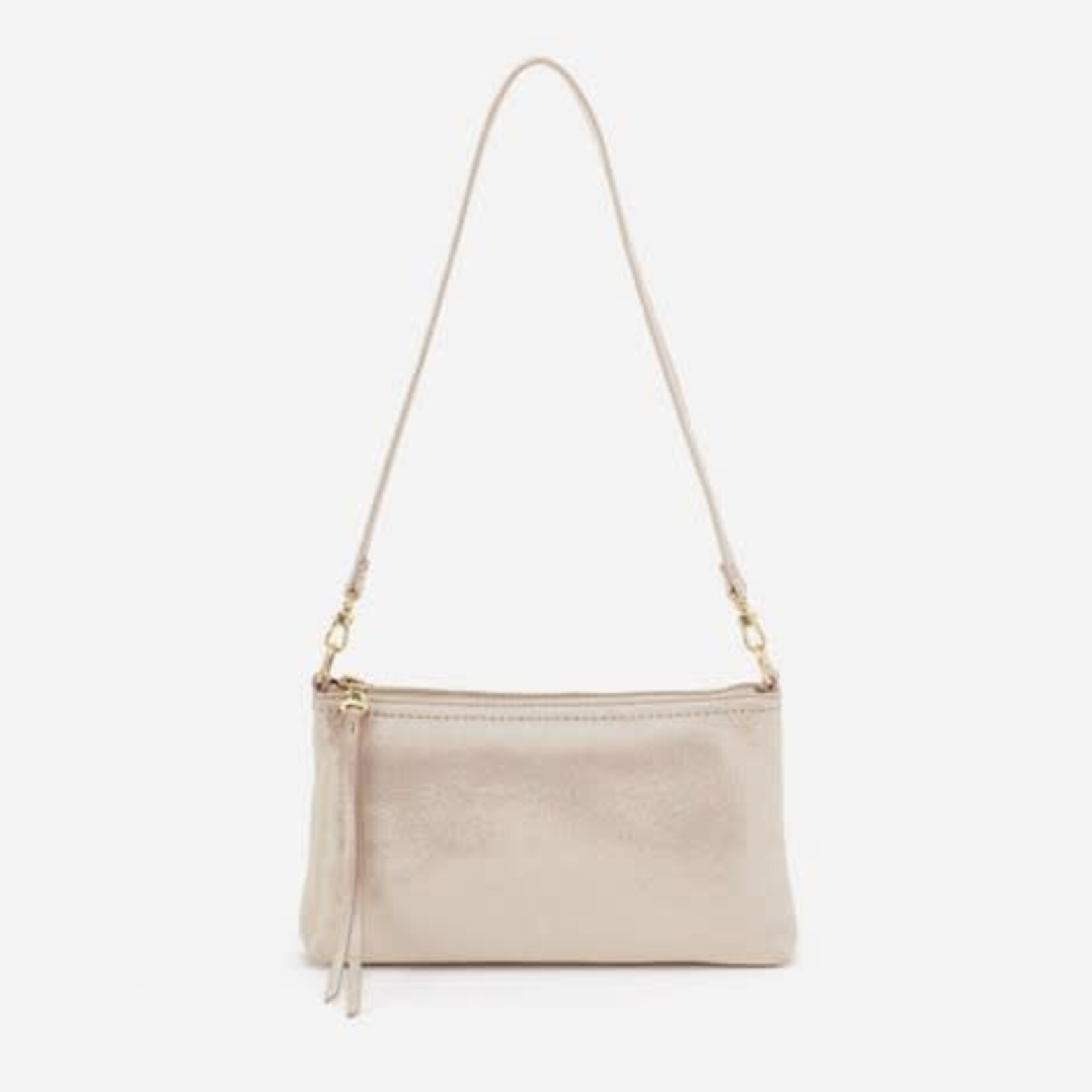 HOBO Darcy Metallic Leather Crossbody in Sand Shimmer