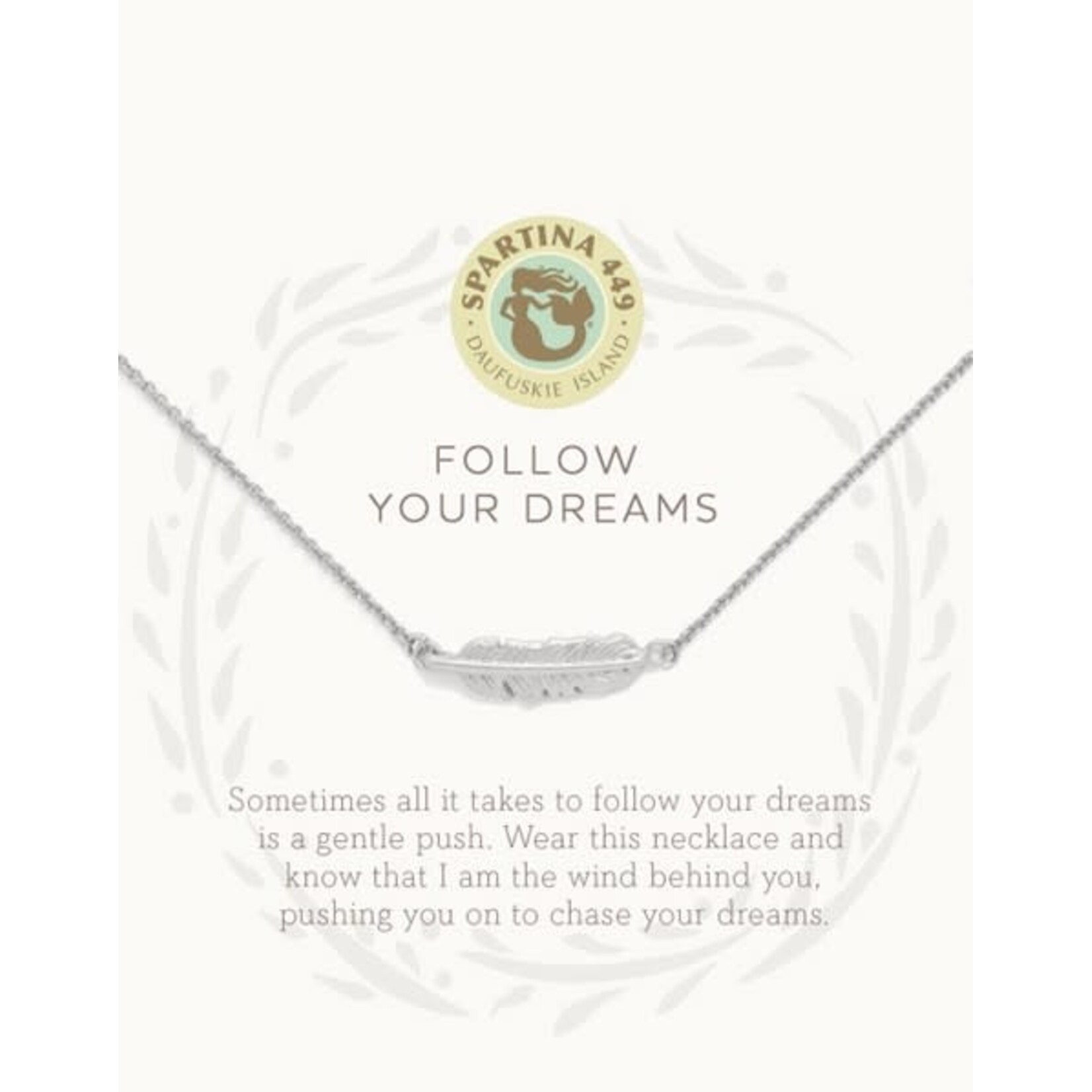 Spartina Sea La Vie Necklace 18" Follow Your Dreams/Feather Silver