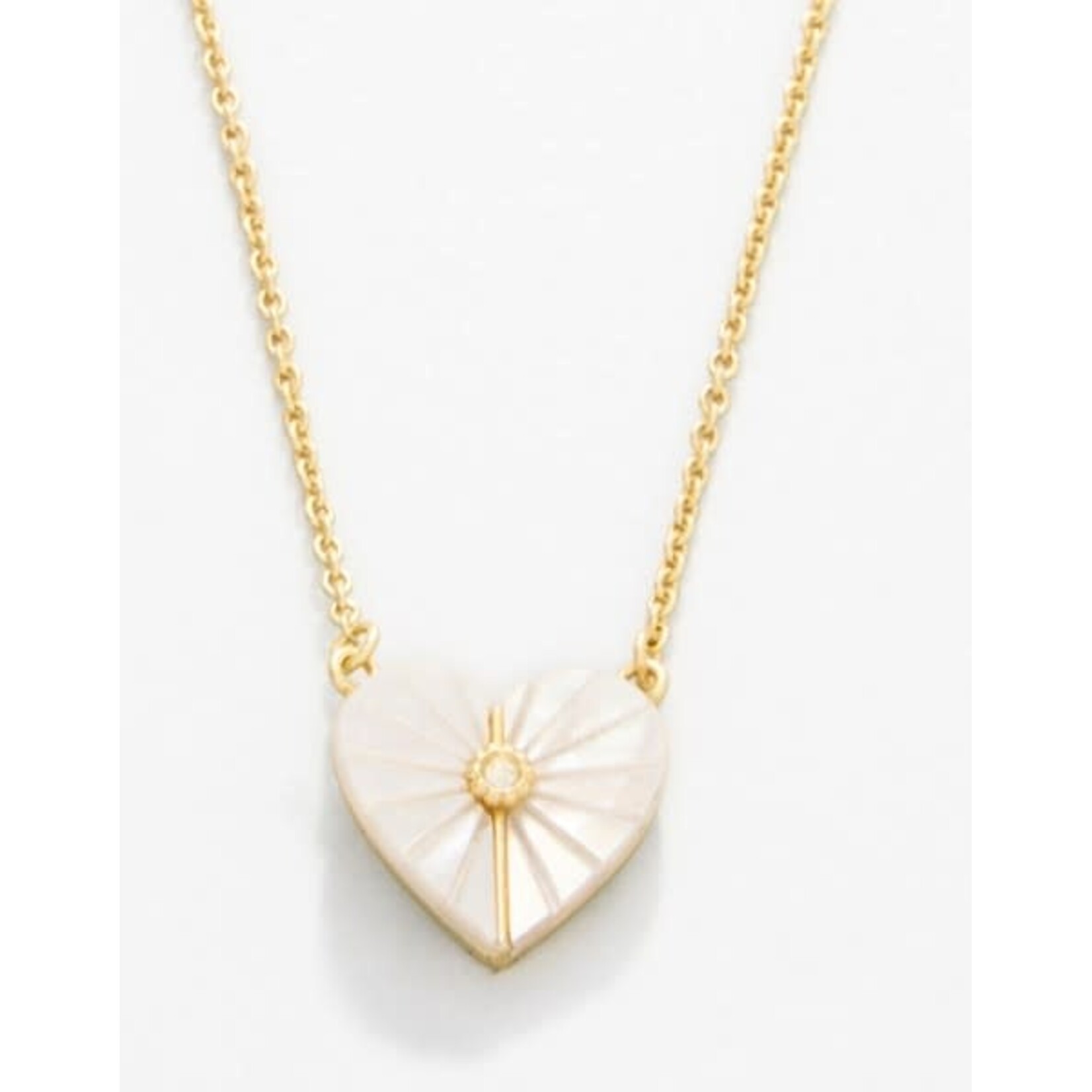 Spartina SLV Necklace 18" Radiant/Mother-Of-Pearl Heart Gold