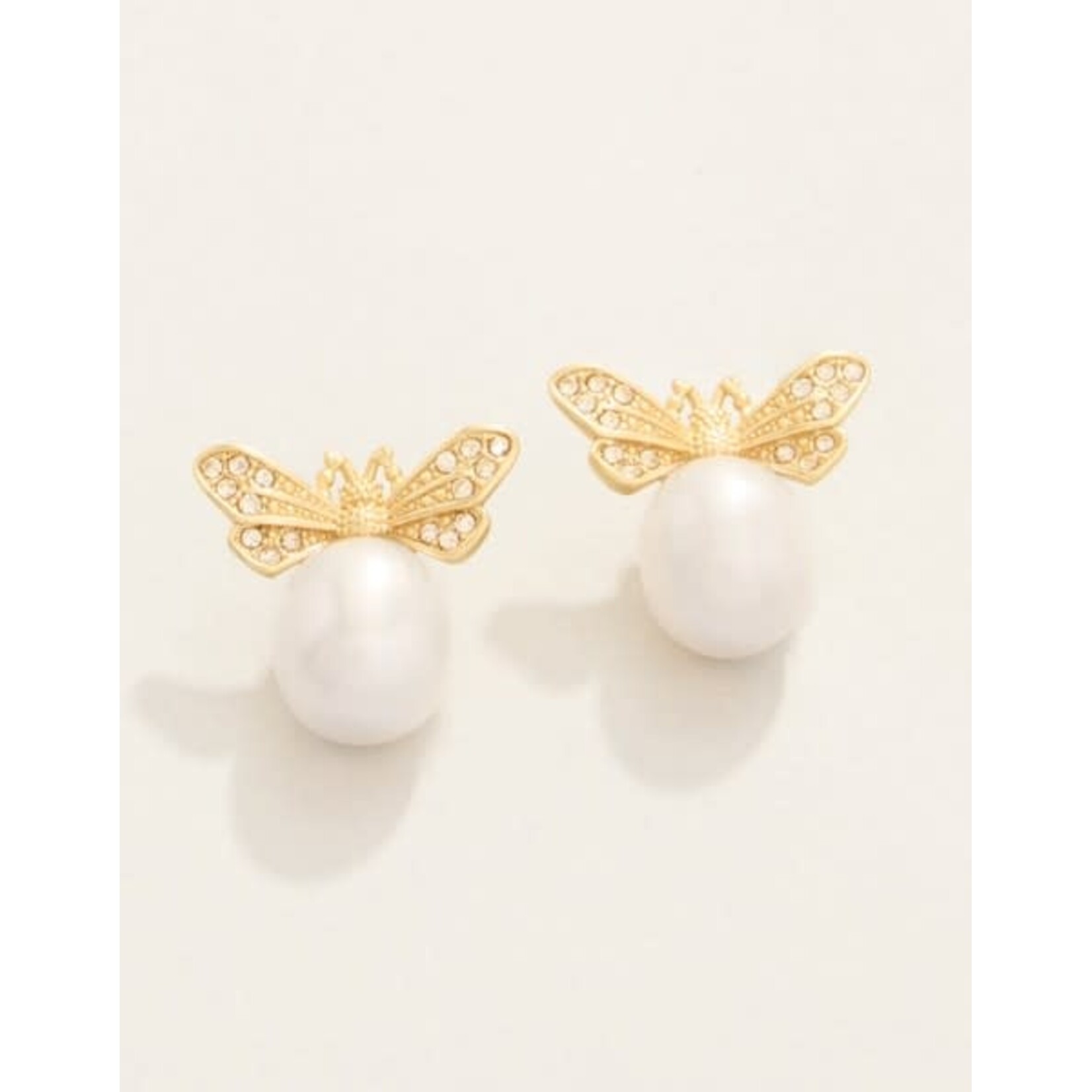 Spartina Vintage Bee Bauble Stud Earrings Pearl