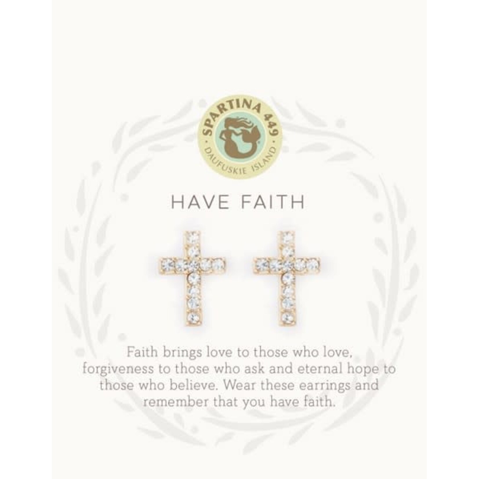 Spartina Sea La Vie Stud Earrings Have Faith/Cross