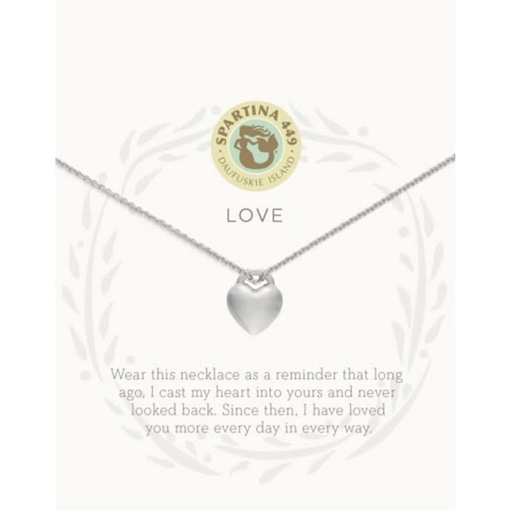 Spartina Sea La Vie Necklace 18" Love/Heart Silver