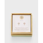 Spartina SLV Stud Earrings Faith/Pearl Cross Gold