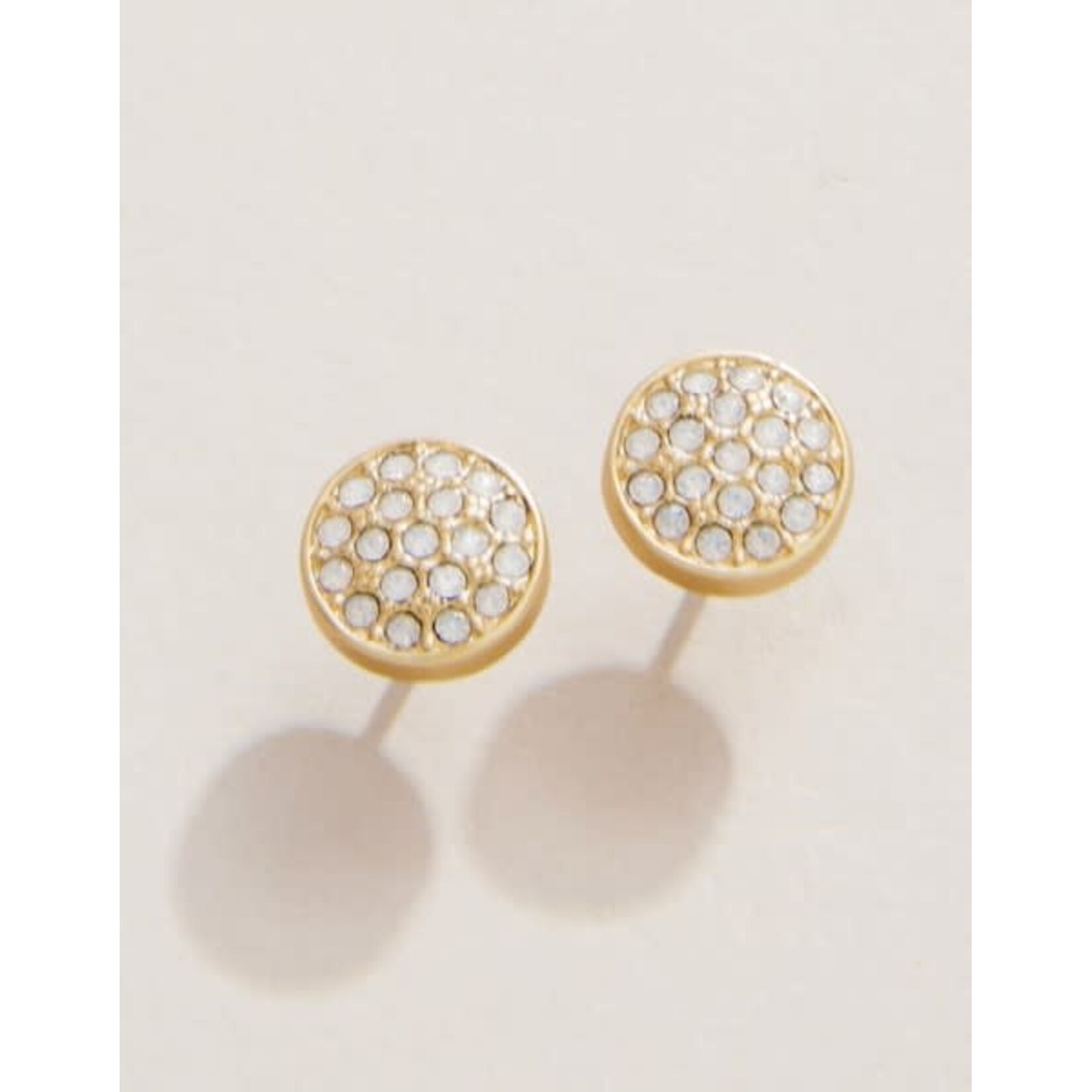 Spartina SLV Stud Earrings Stronger/Pave Disk Gold