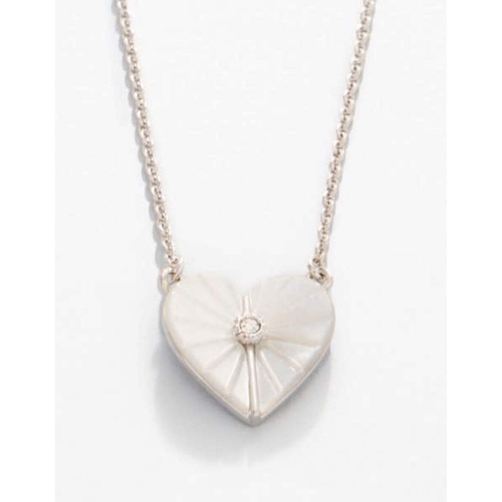 Spartina SLV Necklace 18" Radiant/Mother-Of-Pearl Heart Silver