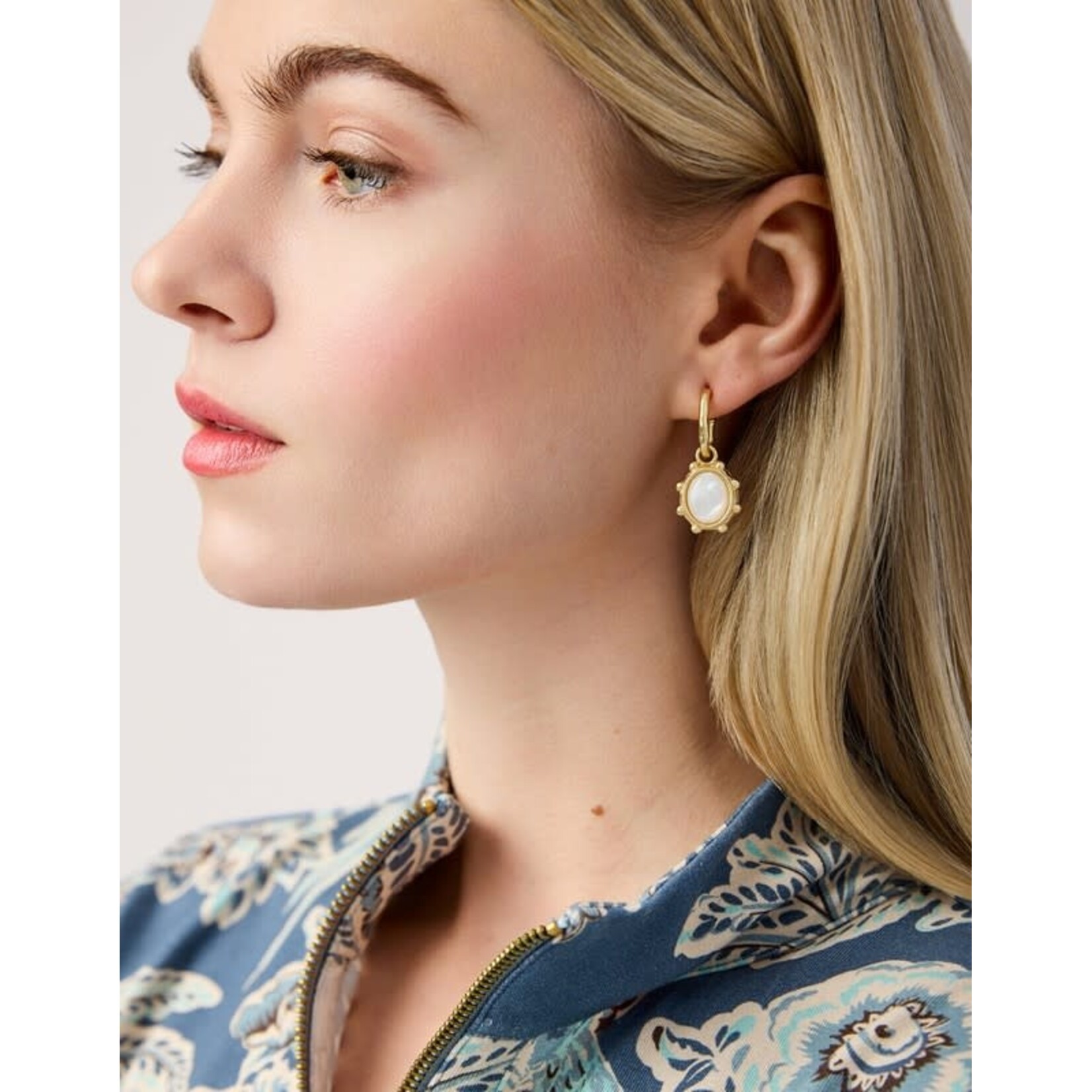 Spartina Mercer House Drop Hoop Earrings Mother-Of-Pearl
