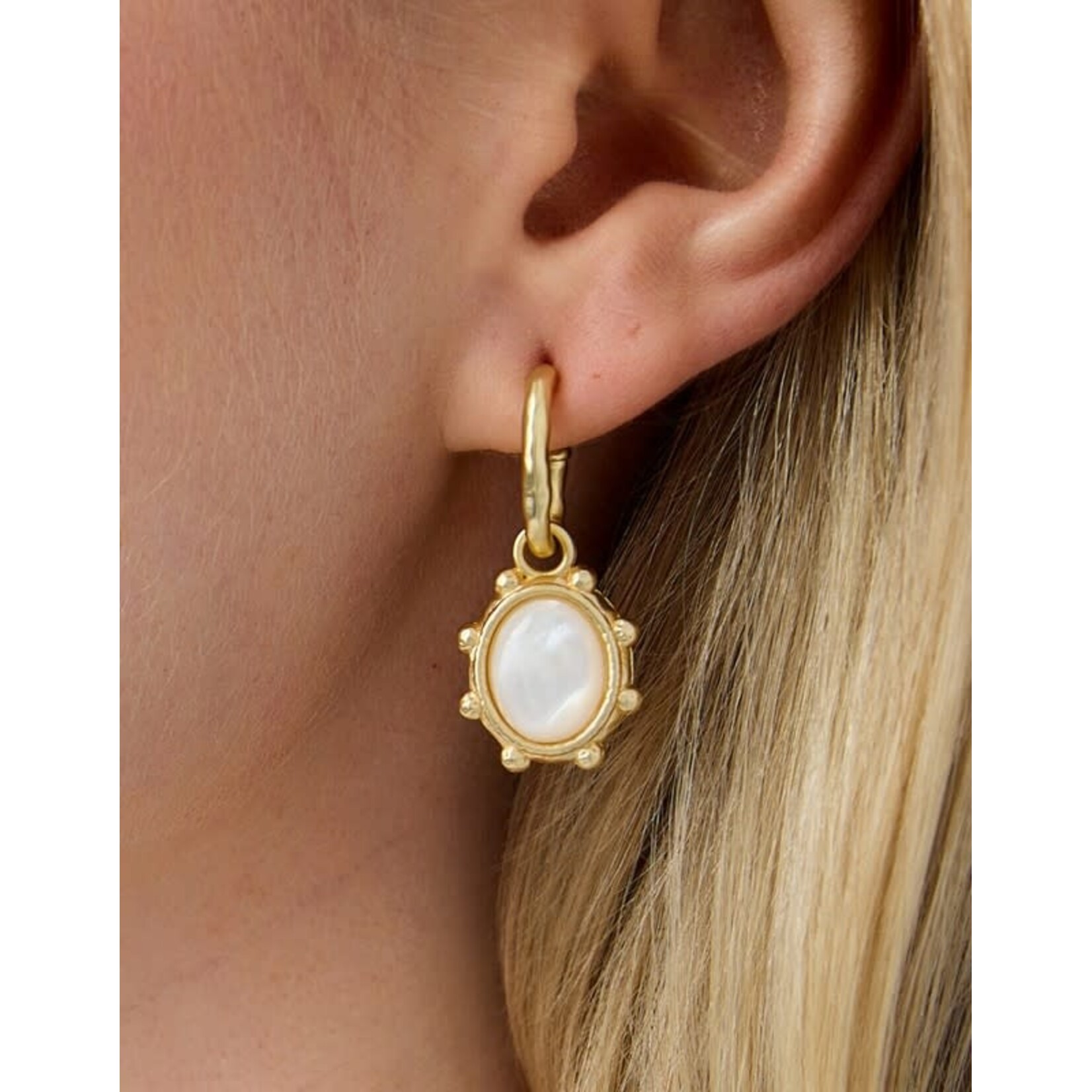 Spartina Mercer House Drop Hoop Earrings Mother-Of-Pearl