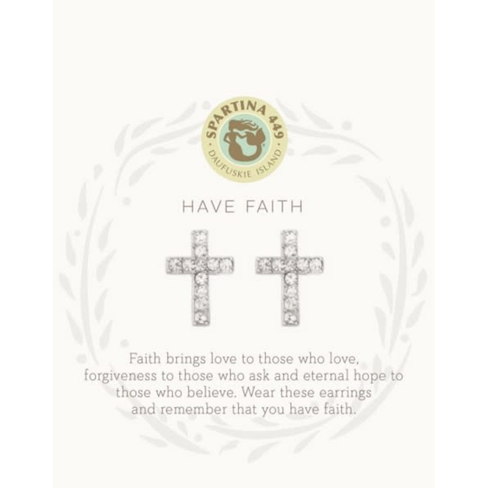 Spartina SLV Stud Earrings Have Faith/Cross Silver
