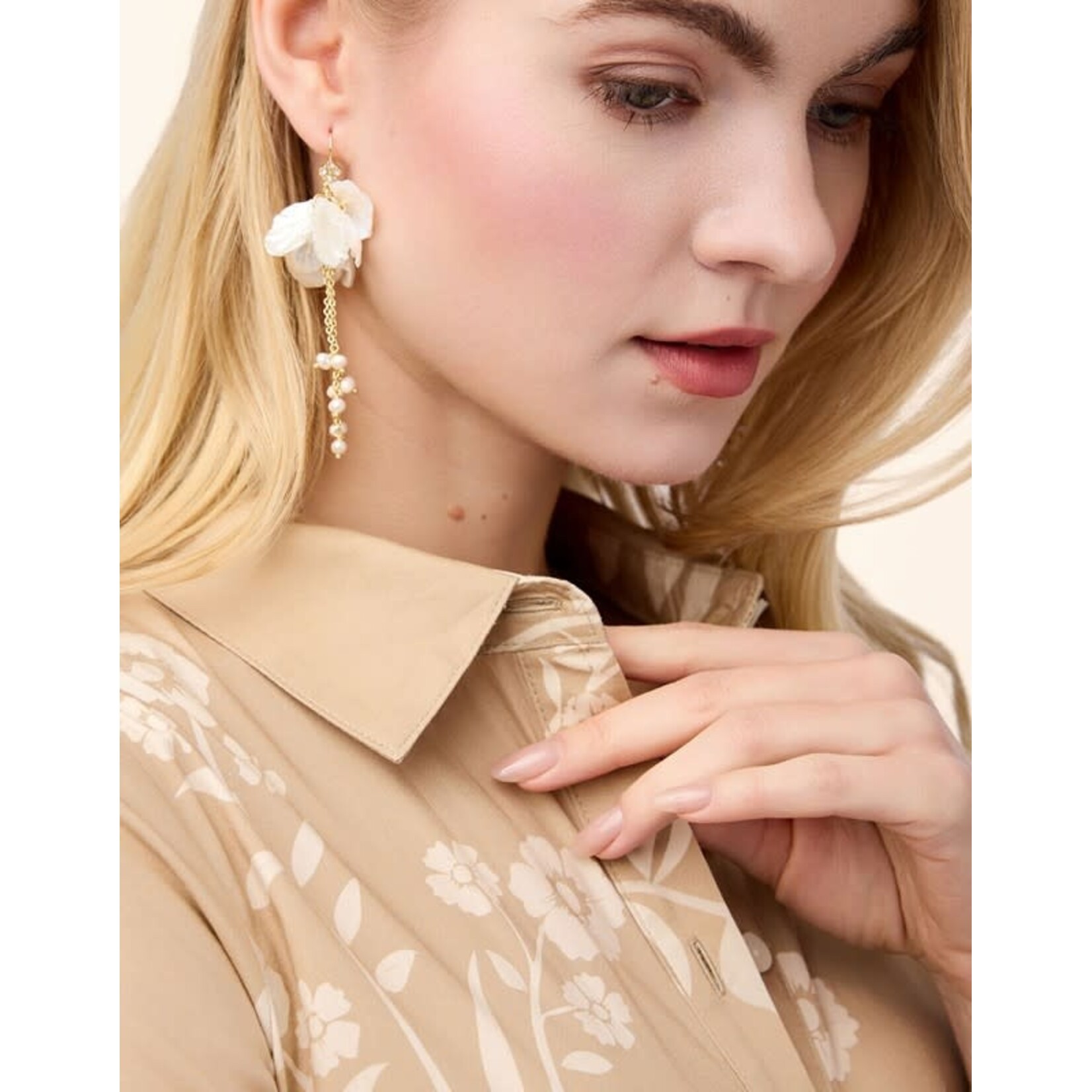 Spartina Corolla Dangle Earrings Pearl