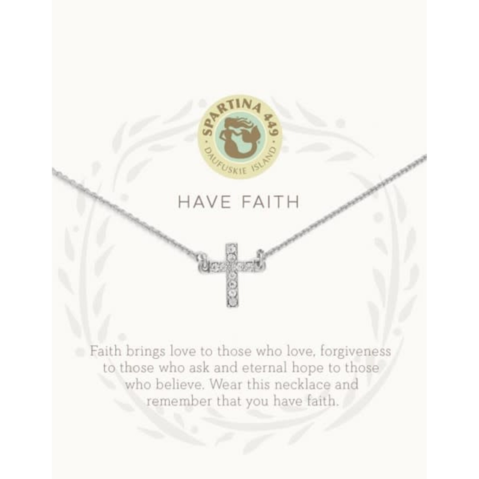 Spartina Sea La Vie Necklace 18" Have Faith/Cross Silver